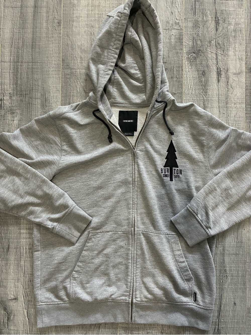 Burton Light Gray Full-Zip Hoodie with Tree Logo